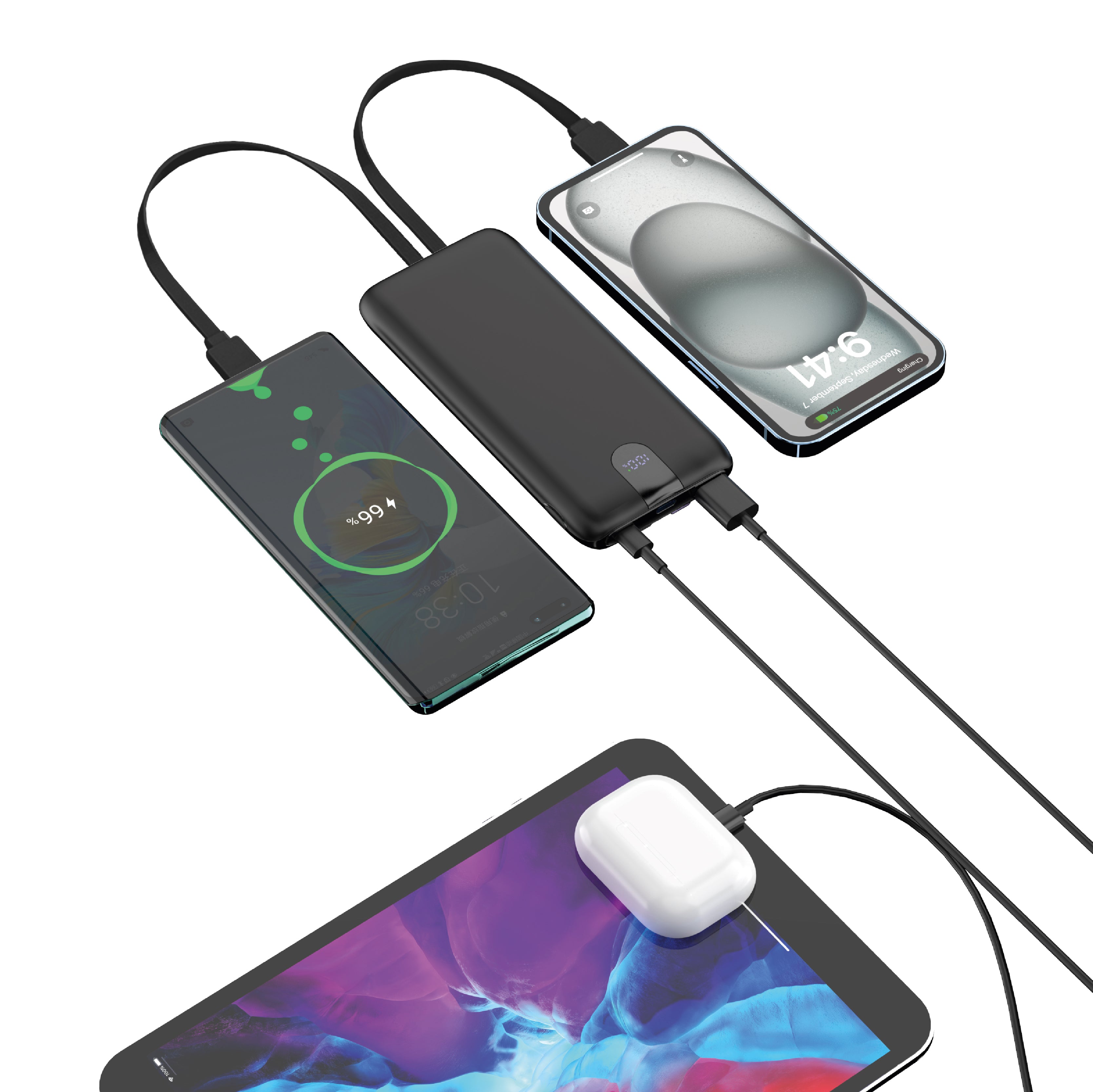 LZEL Quadra Energia Y Station 10000mAh Charging Station Built In Cable Lightning And Type-C | Black LZEL Quadra Energia Y Station 10000mAh Charging Station Built In Cable Lightning And Type-C | Black